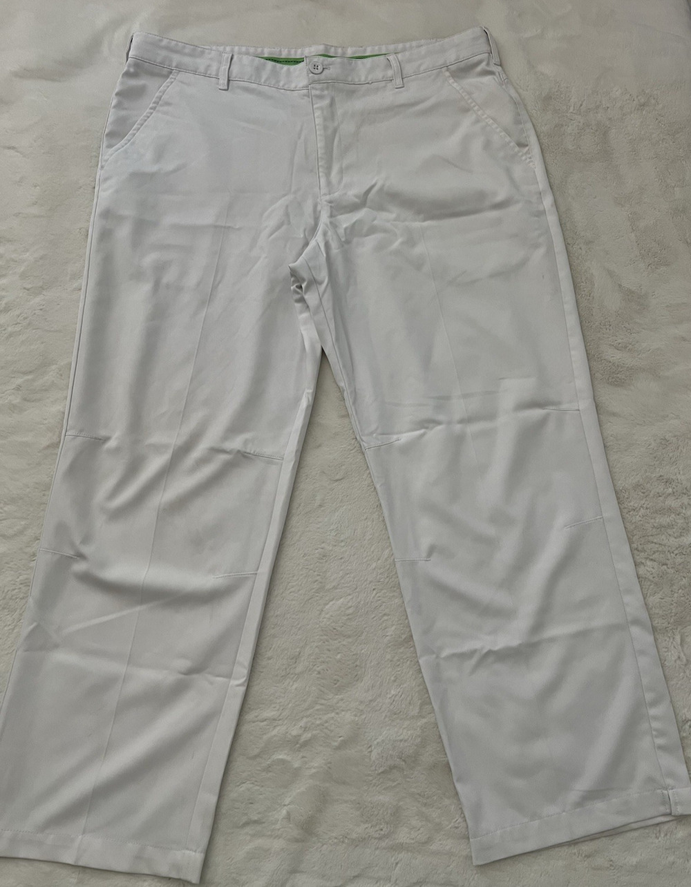 IZOD Golf White Slim Fit Performance Pants Mens 38x27 Flat Front Casual